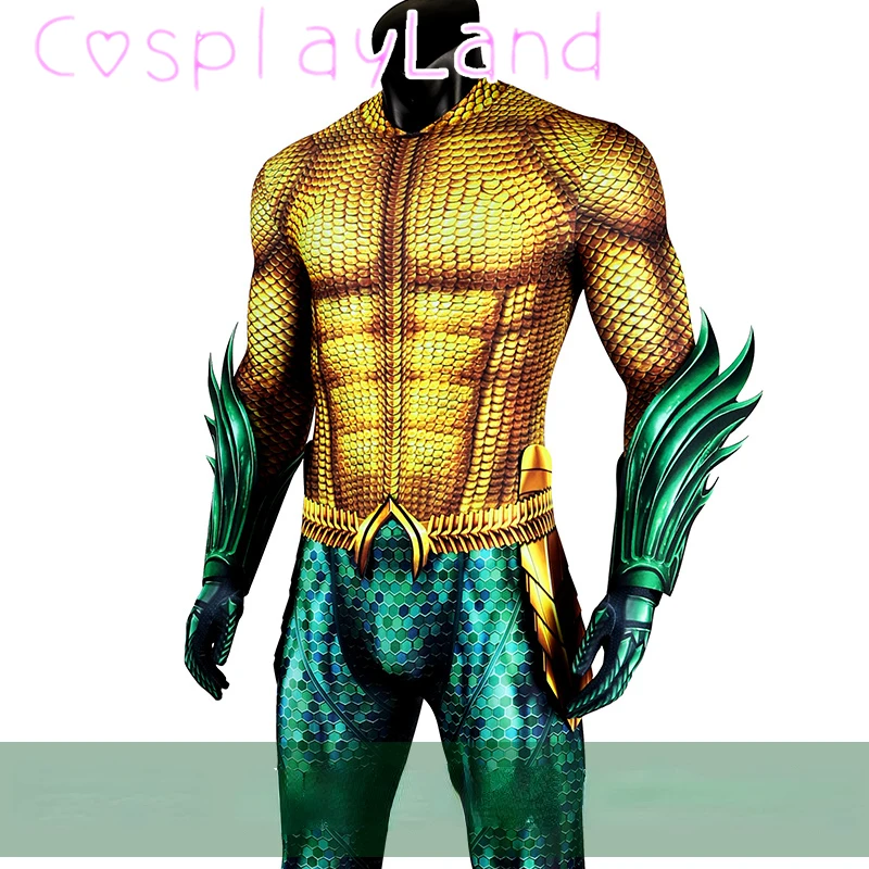 Man Zentai Suit Costumes Gold and Dreen Superhero tuta Arthur Cosplay Costume Halloween Carnival Comic Con Cos Outfit