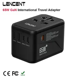 Lencent 65w/100w gan国際旅行アダプター2usb 3タイプcガン急速充電アダプター付きeu au us ukプラグ付き旅行用