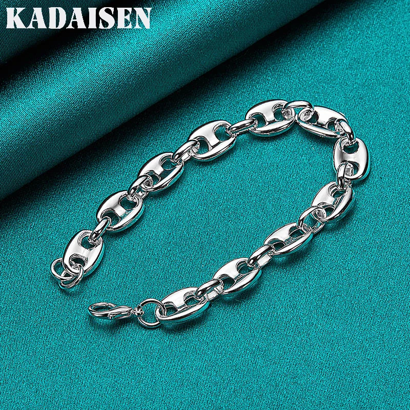 925 Sterling Silber Schweinenasen-Kettenarmband für Damen und Herren, modischer Schmuck für Hochzeiten und Partys – Detail 2
