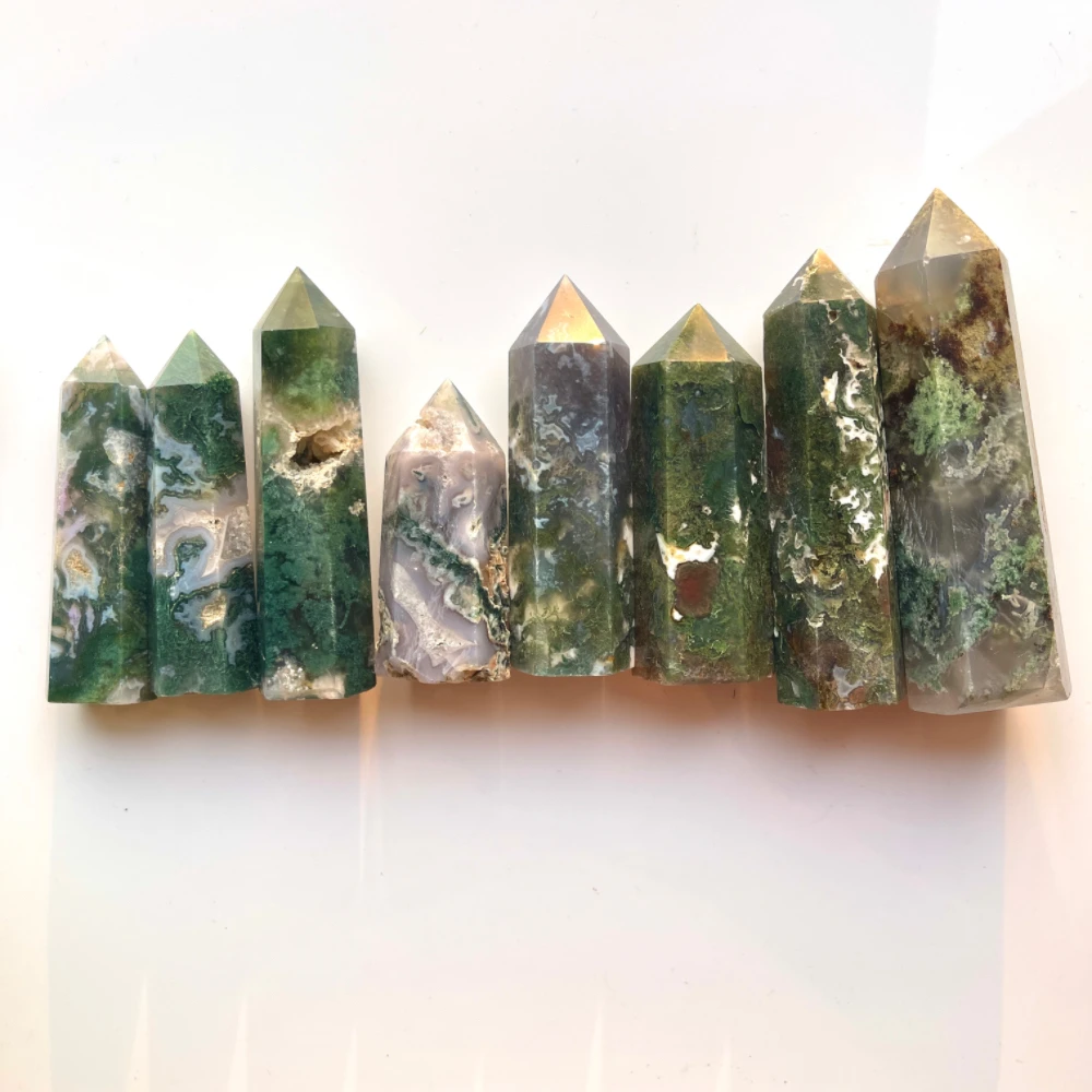 Natural crystal single tip column water grass agate crystal with hole rough stone grinding hexagonal prism energy home decor