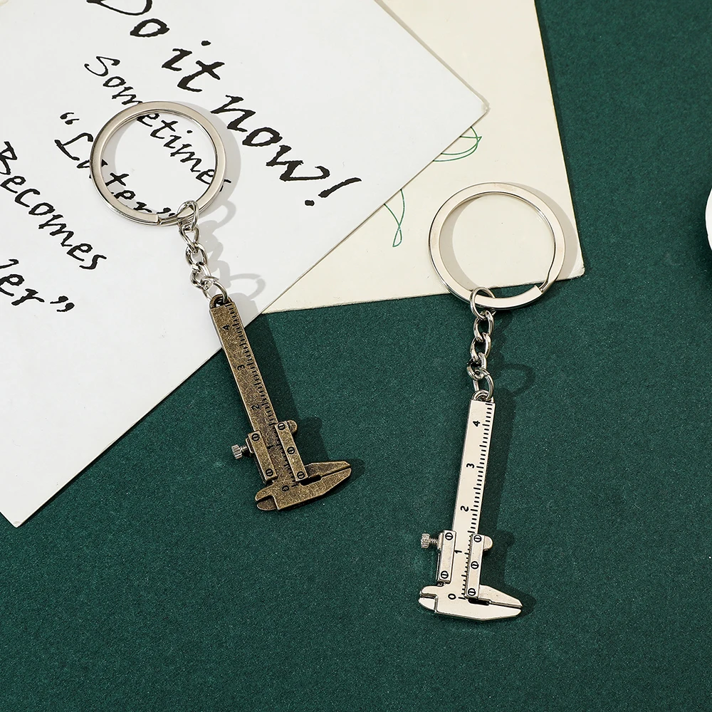 New Fashion Vernier Caliper keychain Retro Portable Mini Caliper Pendant keychain Man Woman Backpack Accessories Jewelry Gifts