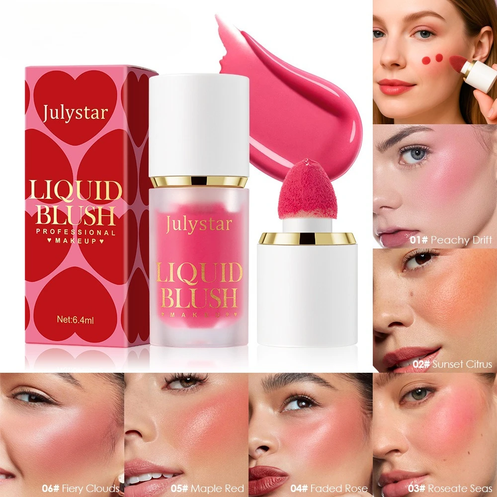 Fard liquido e tinta labbra Finitura opaca nuda Design portatile con pennello grande per il contorno naturale delle guance Trucco coreano come regali