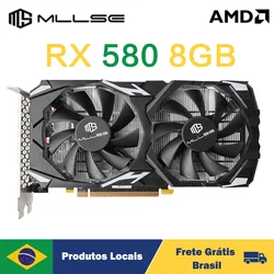 Placa gráfica MLLSE AMD Placa De Video RX 580 8GB Gaming GDDR5 256Bit 6Pin PCI-E 3.0 × 16 Radeon GPU Jogo de computador Brasil