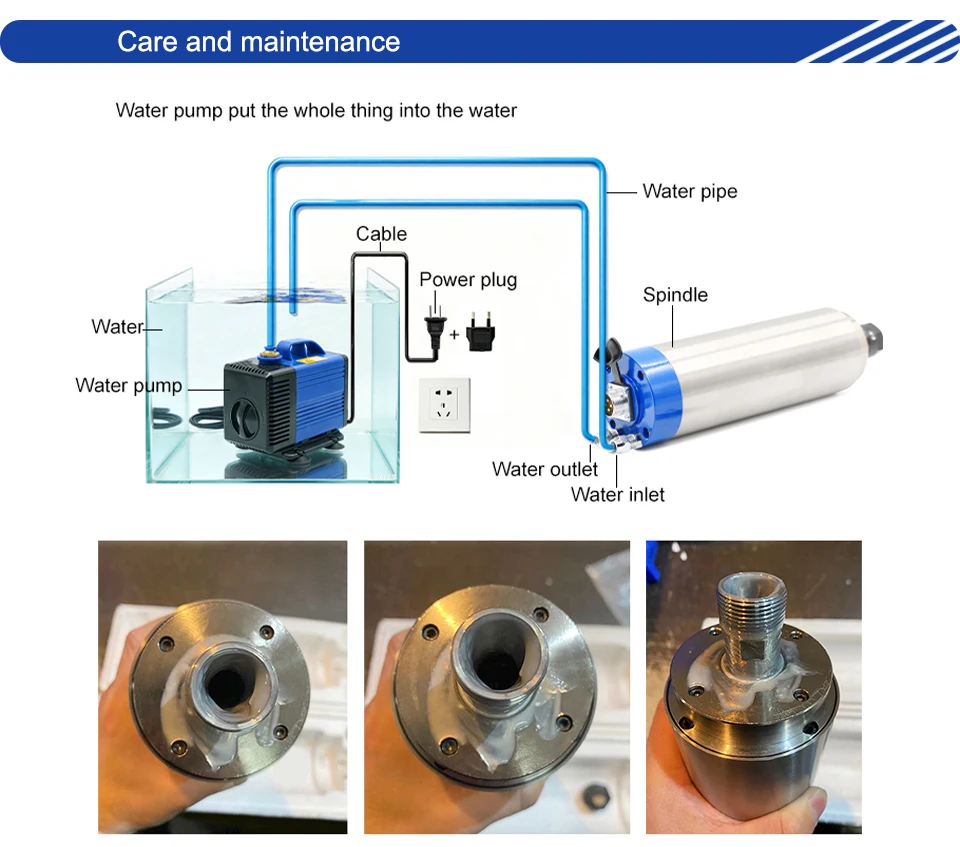 G-Penny 220V/380V Wassergekühlte Spindel 1,5kW ER11 4 Stück Lager 80mm & Huanyang Inverter & 80mm Spindelhalterung & 75W Wasserpumpe – Detail 15
