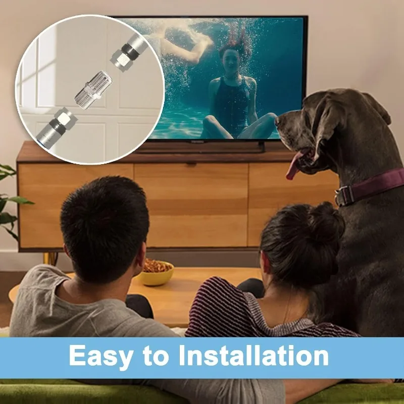F Plug Connectors Waterproof Micro Screw/Twist On Aerial Coaxial Cable RG6 for Satellite TV Sky NTL (silver)