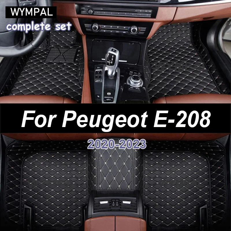 Car Floor Mats For Peugeot E-208 e208 P21 2019~2022 2020 Carpets Luxury Leather Mat Waterproof Pad Durable Rugs Car Accessories