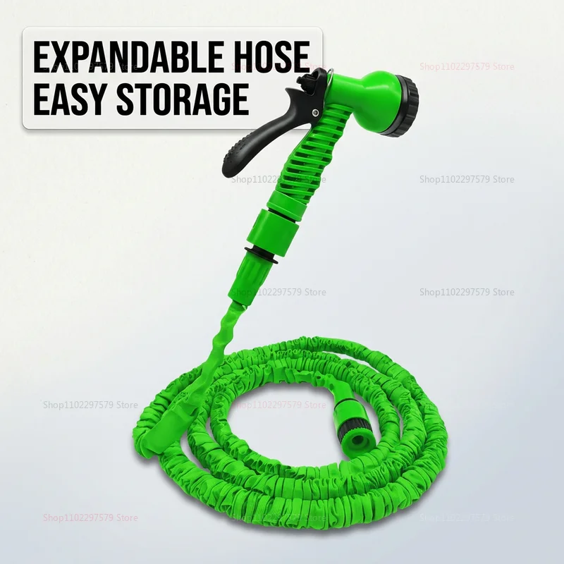 Garden Hose Pipe Water Hose with 5 Patterns Water Gun Foam Pot Car Wash Gun Sprayer Flexible Reel for Lawn Shower Cleaning
