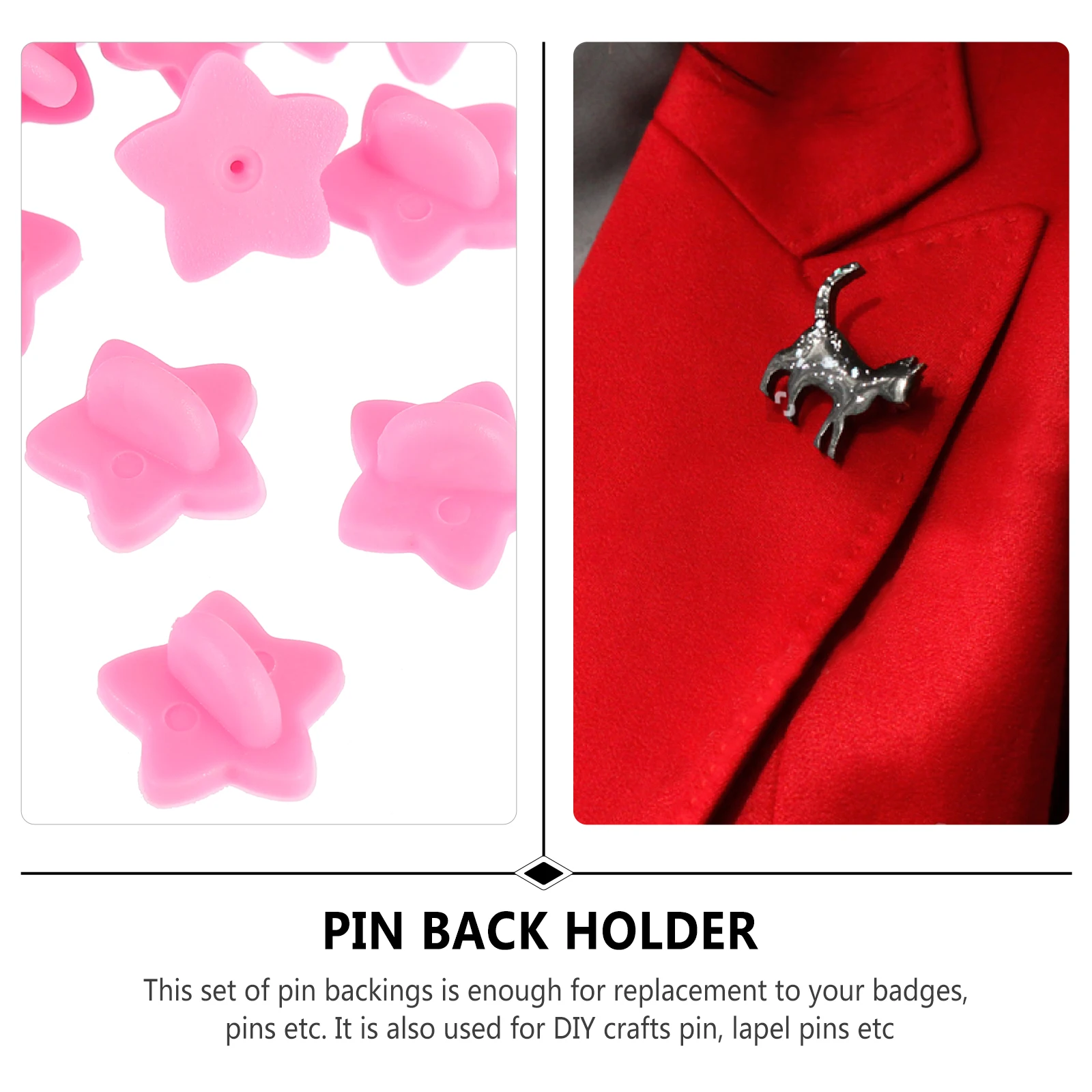 

100 PCS Star Badge Hat Pink Rubber Back Backs for Crafts Pins Silicone Butterfly Lapel