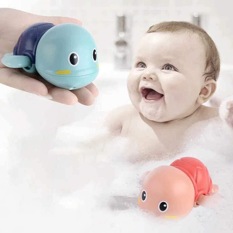 Bath Toy Cute Cartoon Animal Tortoise Classic Baby Water Toy Infant Swim Turtle Wound-up Chain Clockwork Kids Beach Bath Toys
