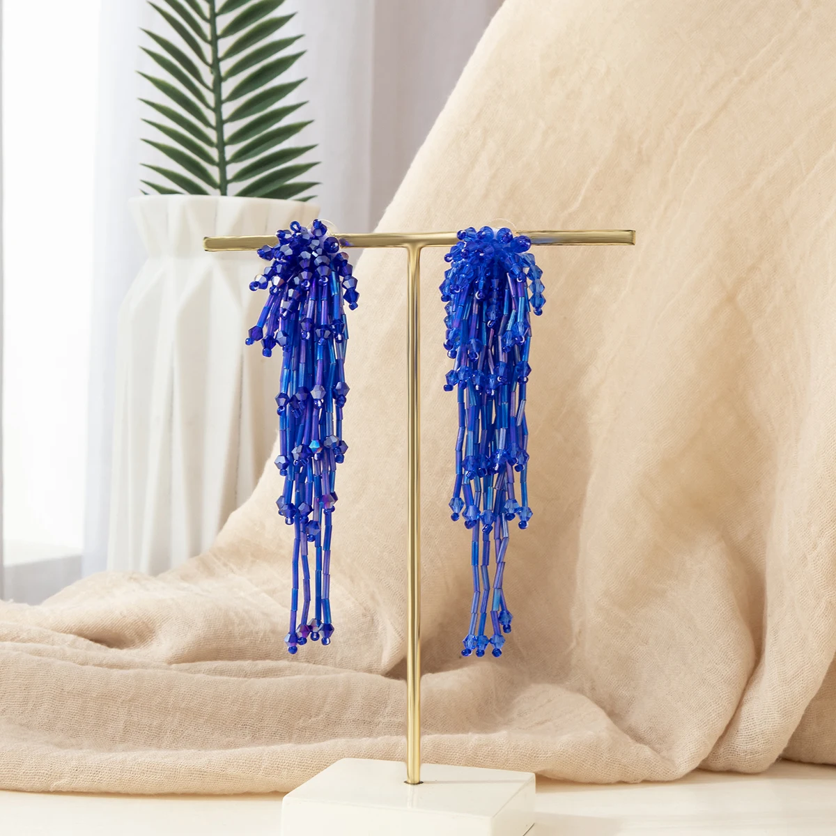 

High-End Minimalist Long Tassel Earrings, Eye-Catching Natural Dangle Exquisite Elegant Women's Earrings