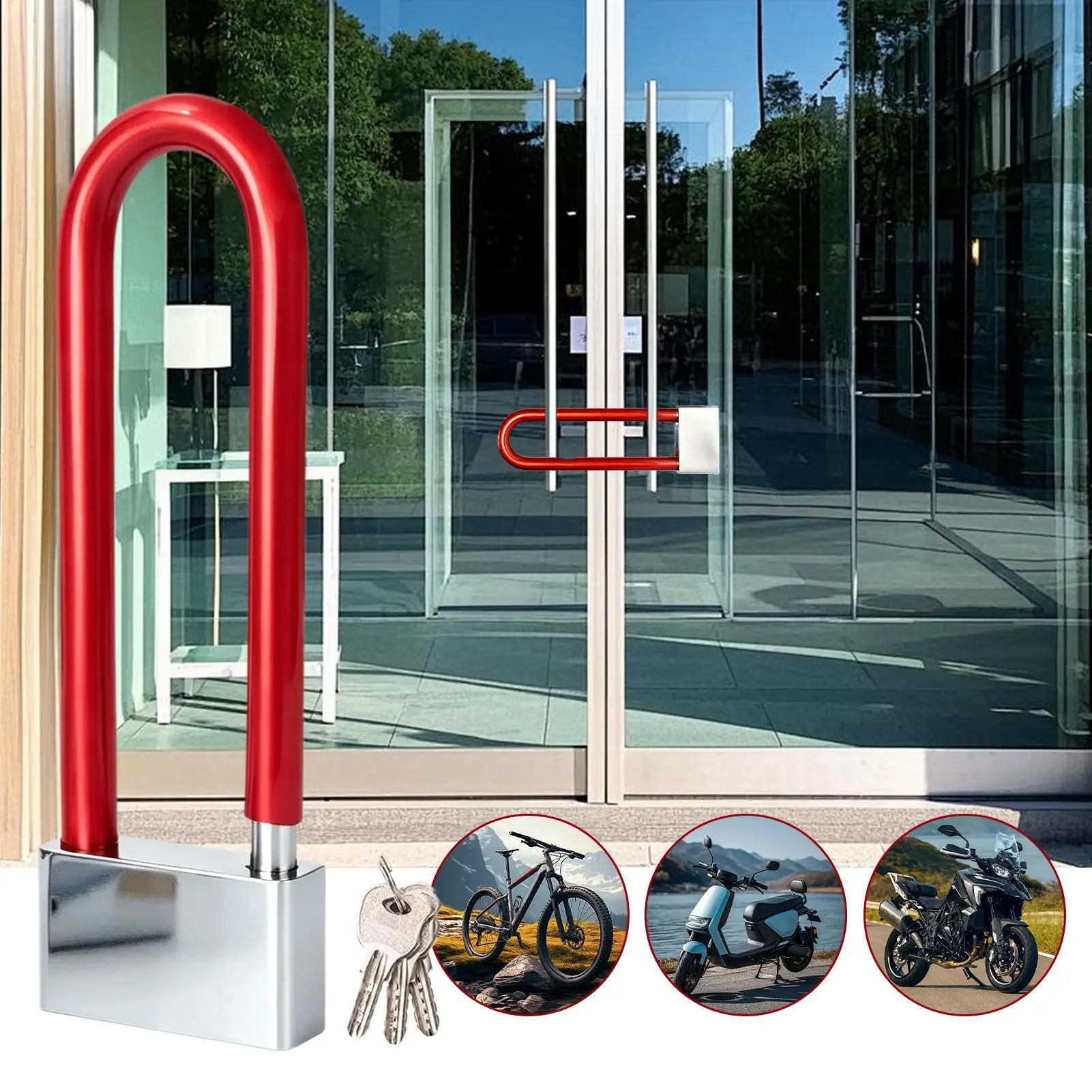 Long Shackle Padlock Heavy Duty Waterproof Fence Padlock With Keys Long Shackle Lock For Bike Motorcycle Scooter Gate Door Fence
