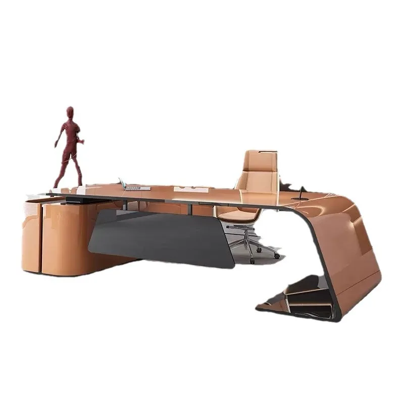 

High-end paint boss office light luxury desk president class desk simple modern general manager desk combination
