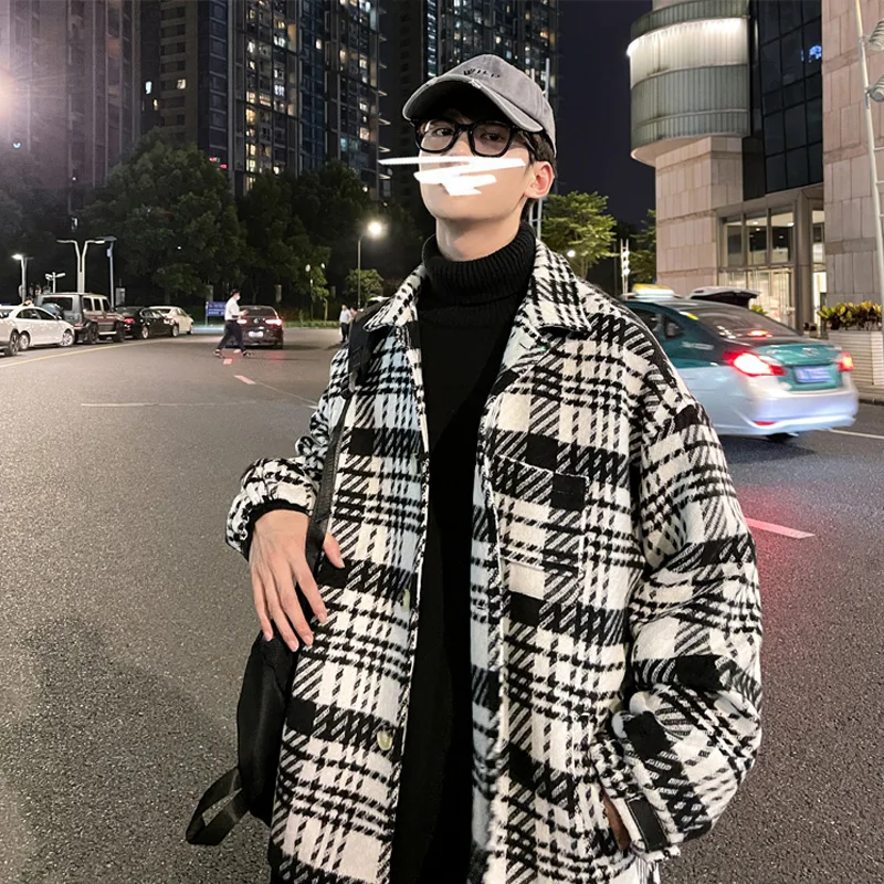 

Men's Spring Autumn Plaid Shirt Design Sense Little Black Dress Wind Coat Original Design Turn Collar Jacket Youth Vitality S...