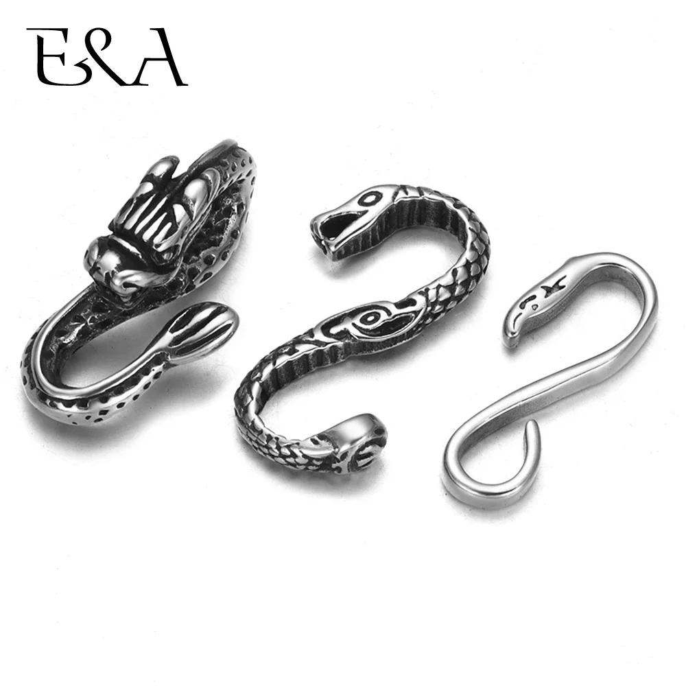 Stainless Steel Snake S Hooks Clasp for 3mm leather Adjustable Bracelet for Jewelry Making Connectors Accessories