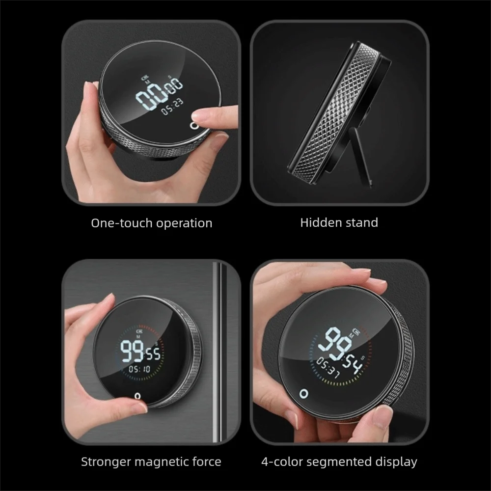 Rechargeable Kitchen Timer Intelligent Magnetic Digital Timer Countdown Manage LED Display Magnetic Rotary Timer Baking