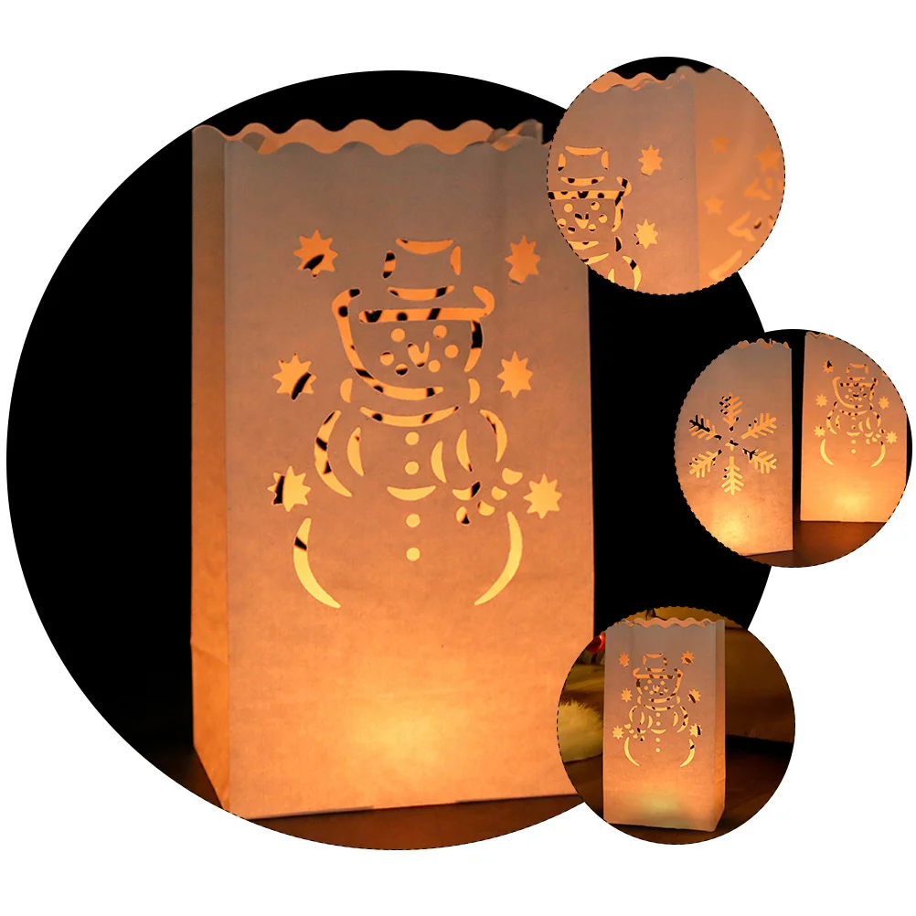 30 Stück Weihnachtstüten, aushöhlen, schwer entflammbar, Papiertüten, dekorative Halter für Partys, Zuhause, Weihnachten, romantisch