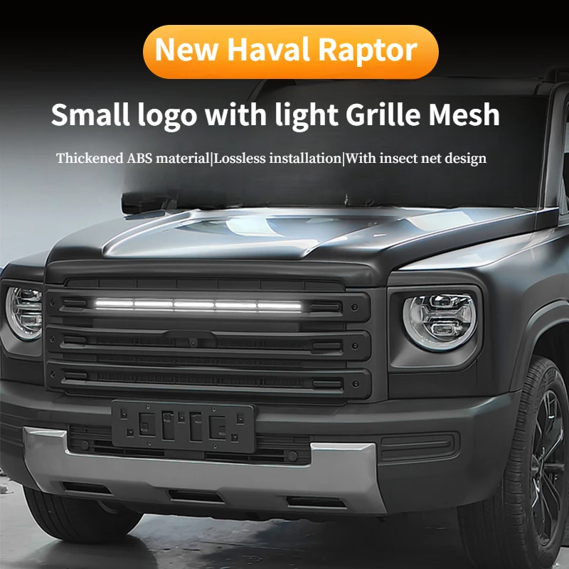 For Harval Raptor Small Big Logo with Light Grille Mesh Medium Mesh Modification with Small Yellow Ligh Off-road Modification