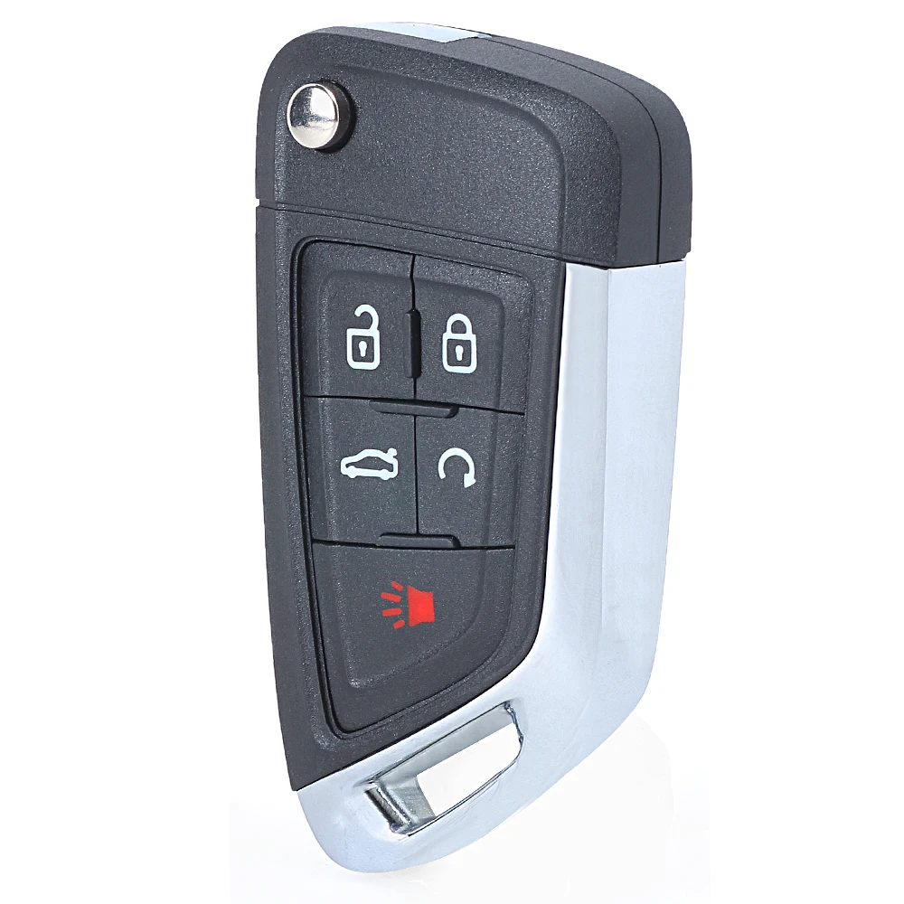 Keyecu modificado keyless go flip chave remota do carro com 5 botões 315mhz 433mhz id46 chip para chevrolet camaro cruze equinox malibu