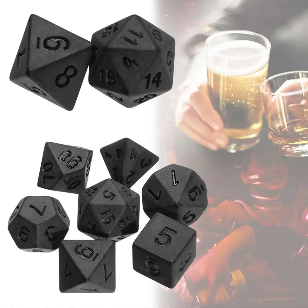 7pcs/set Gifts Multifaceted For TRPG DND Leisure Entertainment Toys Board Game Game Accessory Black Dice Set