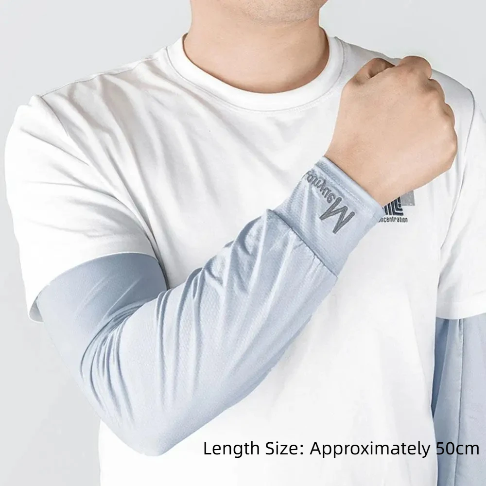 New Ice Silk Arm Sleeves UV Protection Breathable Sunscreen Sleeves Loose Large Size Long Arm Glove Outdoor