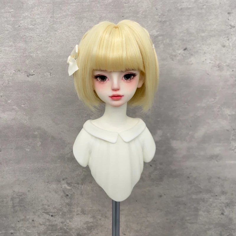 BJD شعر مستعار لدمية 6-7 "7-8'' 8-9'' شعر مستعار لدمى وصلة كروية شعر مستعار دمية أنثى شعر مستعار قصير لطيف شعر مستعار اصطناعي مع الانفجار ل 1/3 1/6 1/4 #2