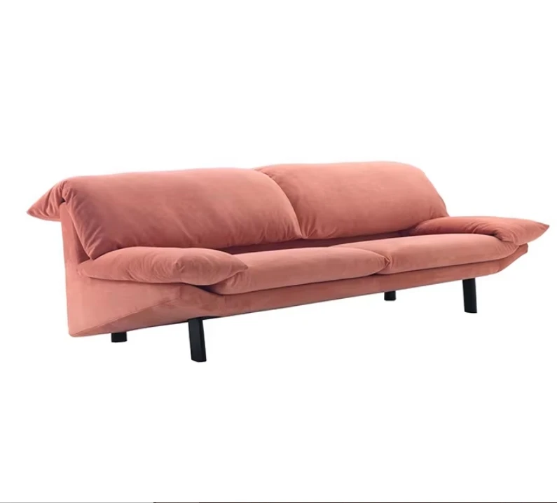 Italian Sectional Sofas Set Metal Boucle Teddy Fabric Modular Low Arm Fabric L Floor Sofa For Living Room