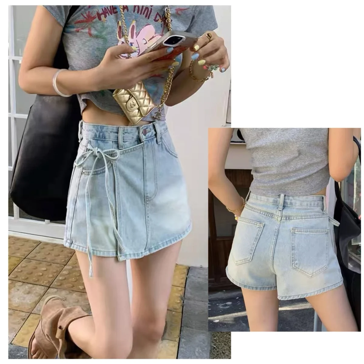 

Summer Women's High Waisted A-line Denim Shorts Design Sense Vintage 9Os Jean Shorts Korean Casual Basics Hot Pants New 2026