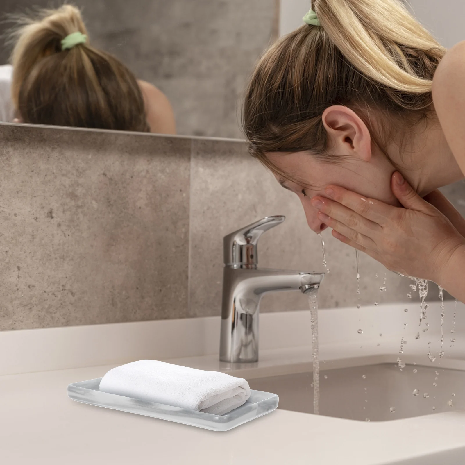 

Ceramic Tray Rectangular Bathroom Organizer Toothbrush Towel Decorative Vanity Tray Kitchen Countertop Table Trays Decorative