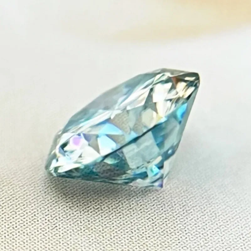 Moissanite Stone Gemstone Round Cut Aquamarine Colour Lab Created Diamond Advanced Jewelry Making Materials with GRA Certificate