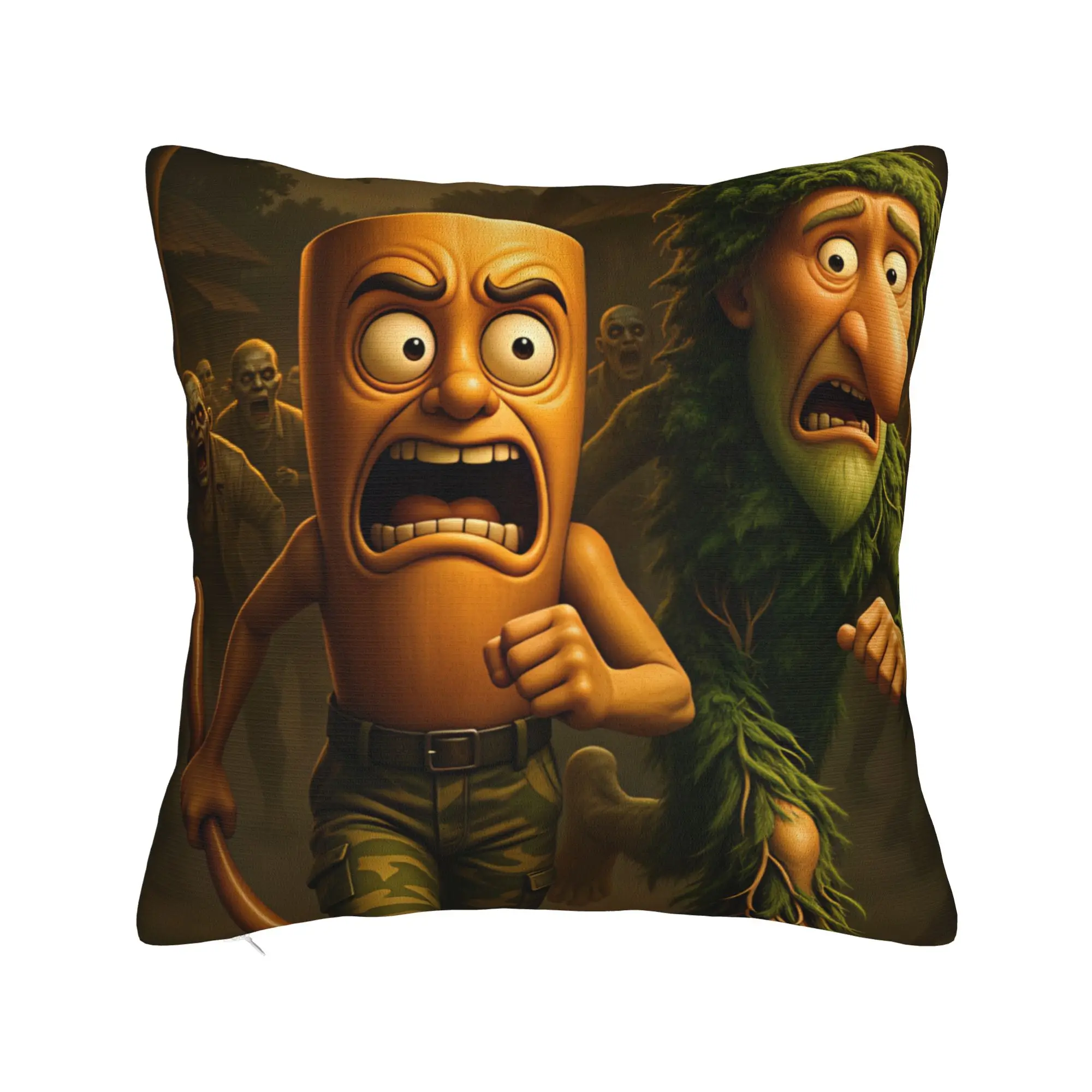 Tung Tung Sahur Zombie Escape Run Horror Pillow Case  Soft Pillow Cover Fashion Pillowcases For Sofa Car Home Decor