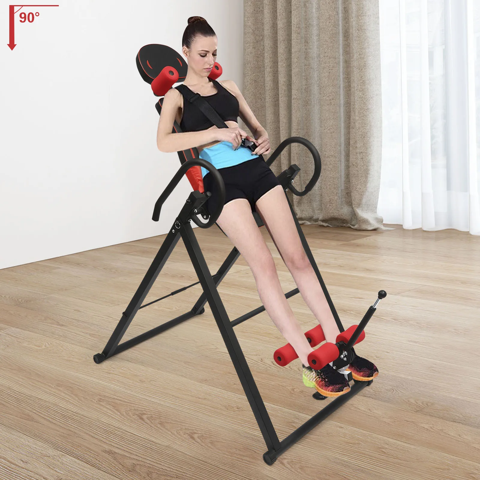 Inversion Table 150kg Load Capacity Extended Ankle Lock Stretching Machine Back Pain Relief Equipment For Muscle Spasm Herniated Disc