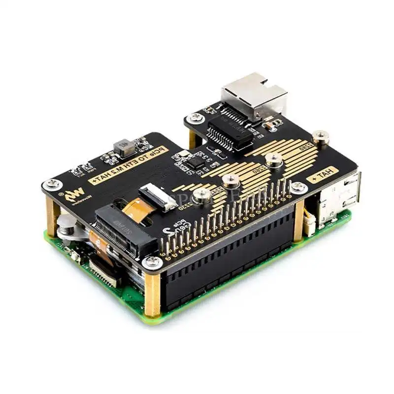 Raspberry Pi 5 PCIe to M.2 NVME SSD solid state drive and Gigabit Ethernet RJ45 expansion board
