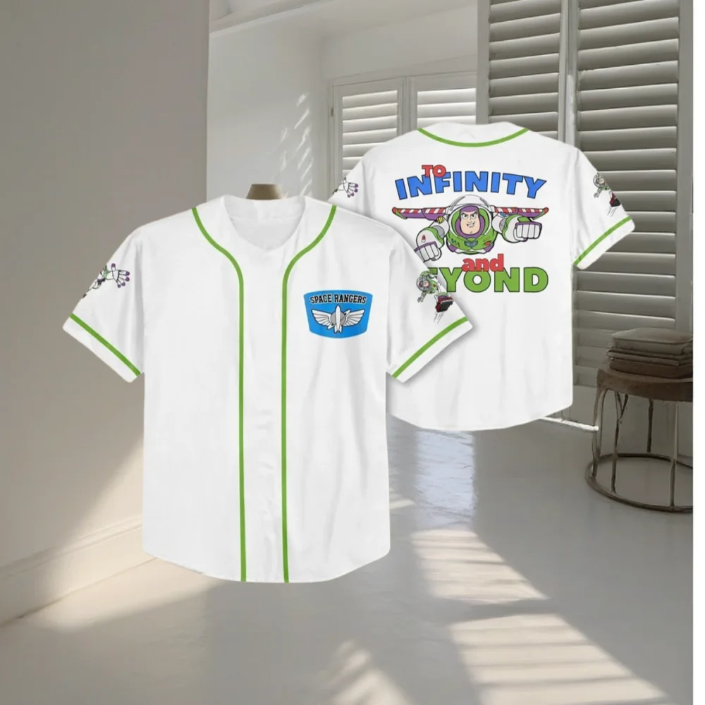 2025 ديزني وودي البيسبول جيرسي الرجال النساء قمصان البيسبول عادية قصة لعبة الصيف قصيرة الأكمام الاطفال زي بيسبول القمم