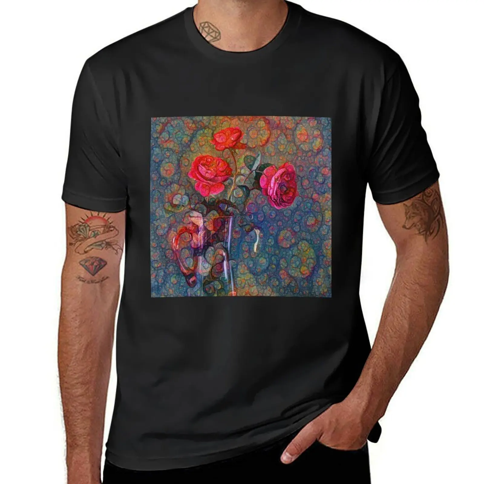 Roses #DeepDreamed T-Shirt tops customs design your own blacks men t shirt