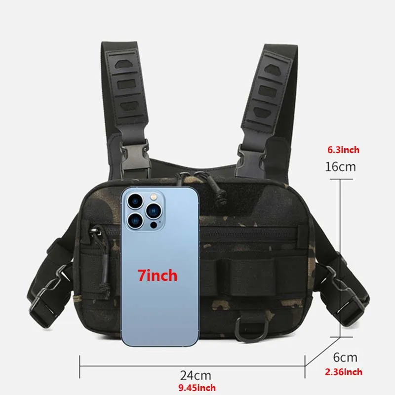 حقيبة صدر تكتيكية للرجال، سترة صيد وتخييم متعددة الوظائف، معدات متينة للمشي لمسافات طويلة في الهواء الطلق، معدات عمل أساسية #3