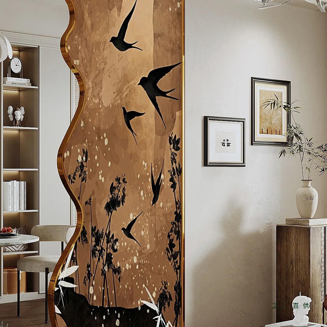 Mid-century style entrance to the top screen partition wall living room entrance bedroom shield decoration stainless steel fixed