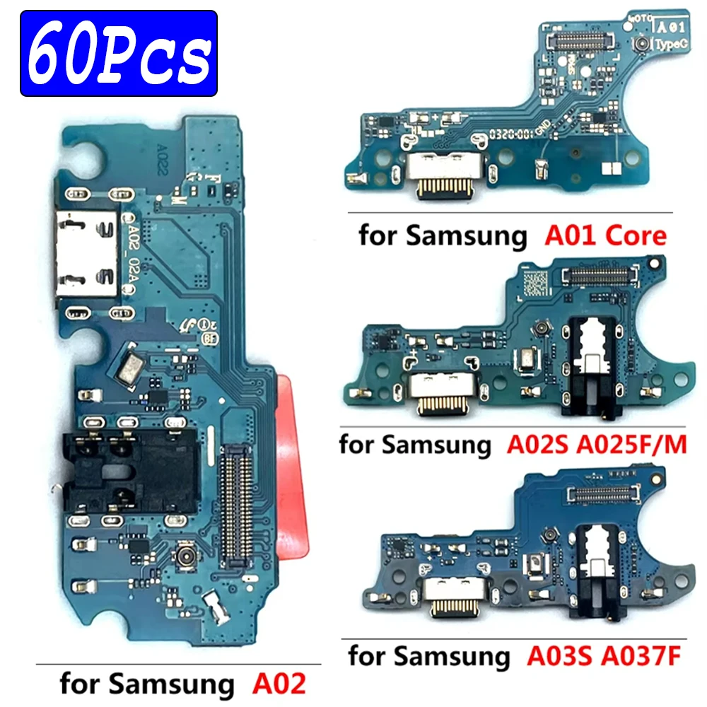 60Pcs，USB Charger Charging Port Connector Board Micro For Samsung A01 Core A7 A2018 A750 A30S A10S A02 A20S A02S A50S A03S