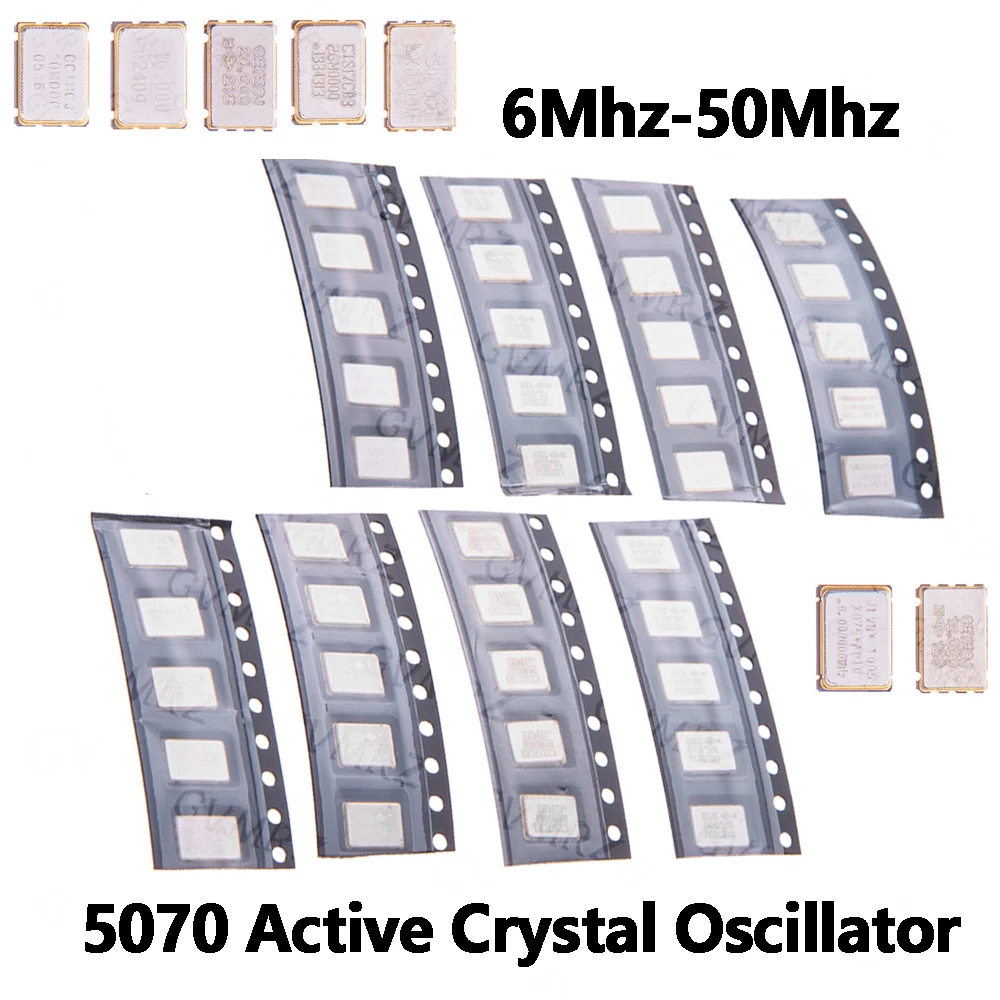 5PCS 5*7 5070 Active Crystal Oscillator SMD OSC 6Mhz 10Mhz 12Mhz 16Mhz 25Mhz 33Mhz 50Mhz 7050 New Crystal Oscillator 4PIN