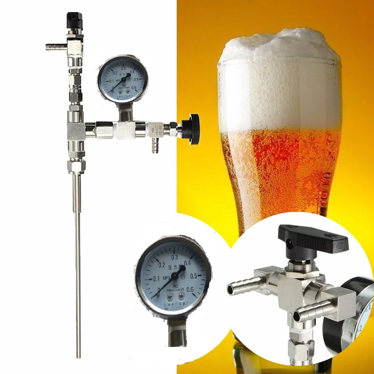 

Brand New Stainless Counter Pressure Gauge Beer Bottle Filler For HomeBrew CO2 Beer Brewing