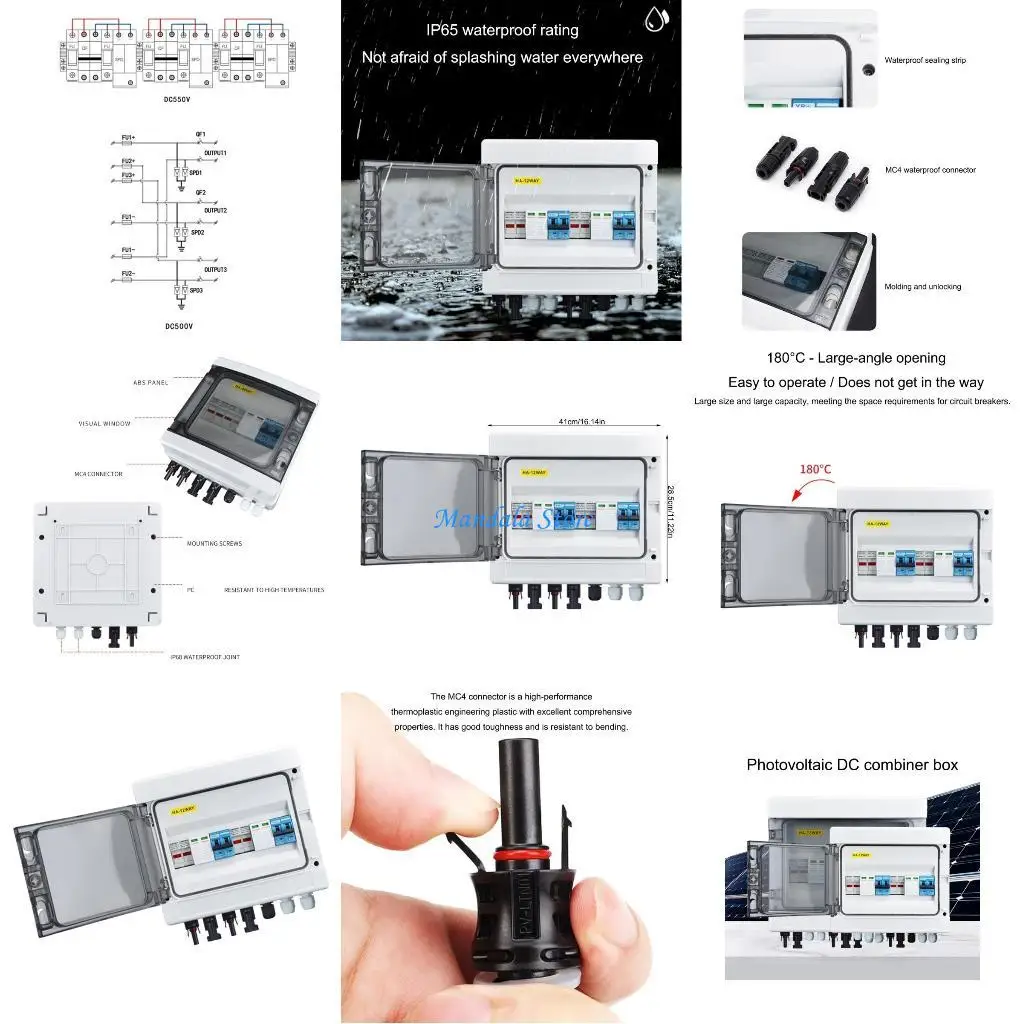U2JC Electrical Distribution Box With Solar photovoltaic Combiner Box Power Plastic Junction Wire Box