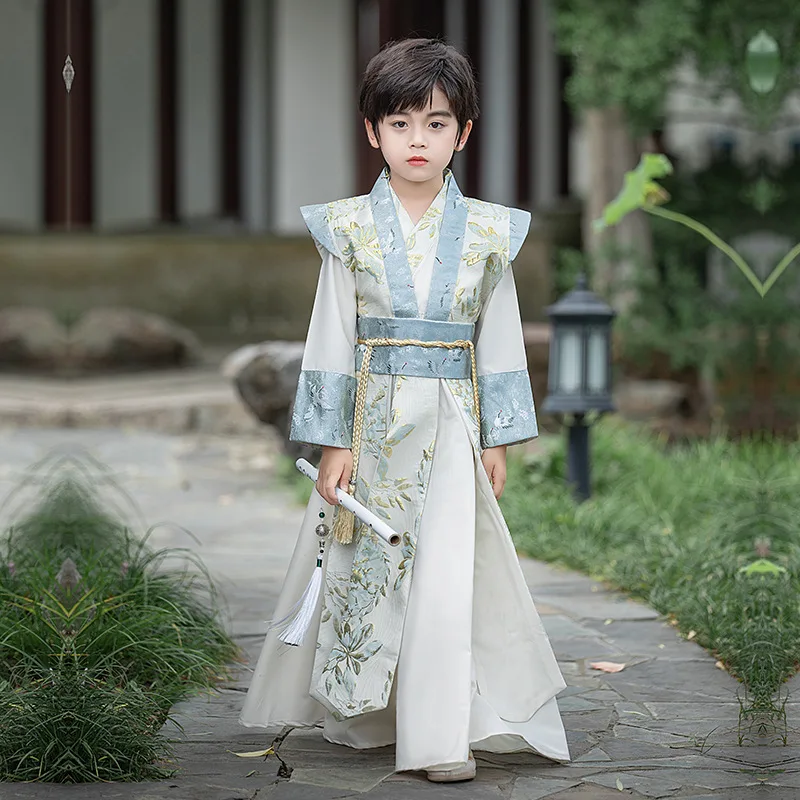 

Original Ancient Embroidery Hanfu Boy Cospaly Costume Chinese Traditional Folk Dance Wear Tang Suit Performance Clothing