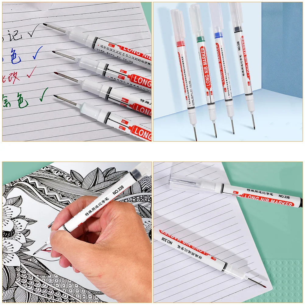 

4 шт., маркеры с длинной головкой и глубокими отверстиями для дерева, металла, стали, маркировки, плотничьи инструменты, сверхмощная конструкция, красочные чернила