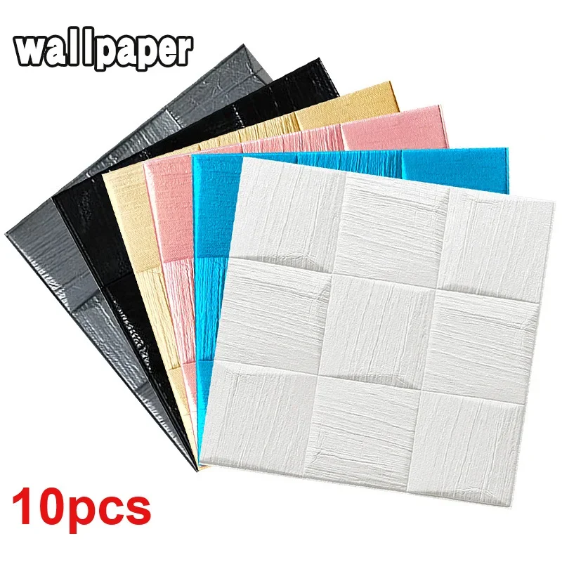 10pcs 3D Wallpaper Wall Sticker Waterproof Self-Adhesive & Anti-Collision Foam Imitation Brick Bedroom Living Room Home Decor