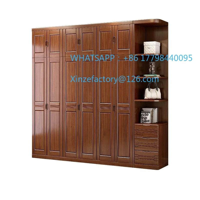 

Customizable Chinese Walnut Solid Wood Wardrobe Modern Simple Locker Home