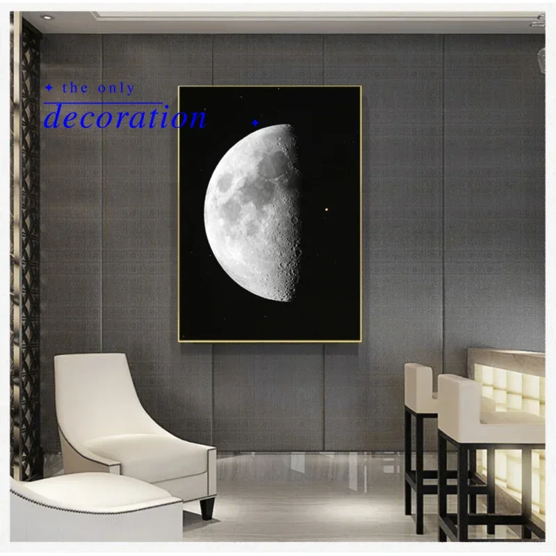 Modern Abstract Wall Art Moon Astronomy Satellite Posters And Printed Moon Phase Changes Living Room Bedroom Decoration