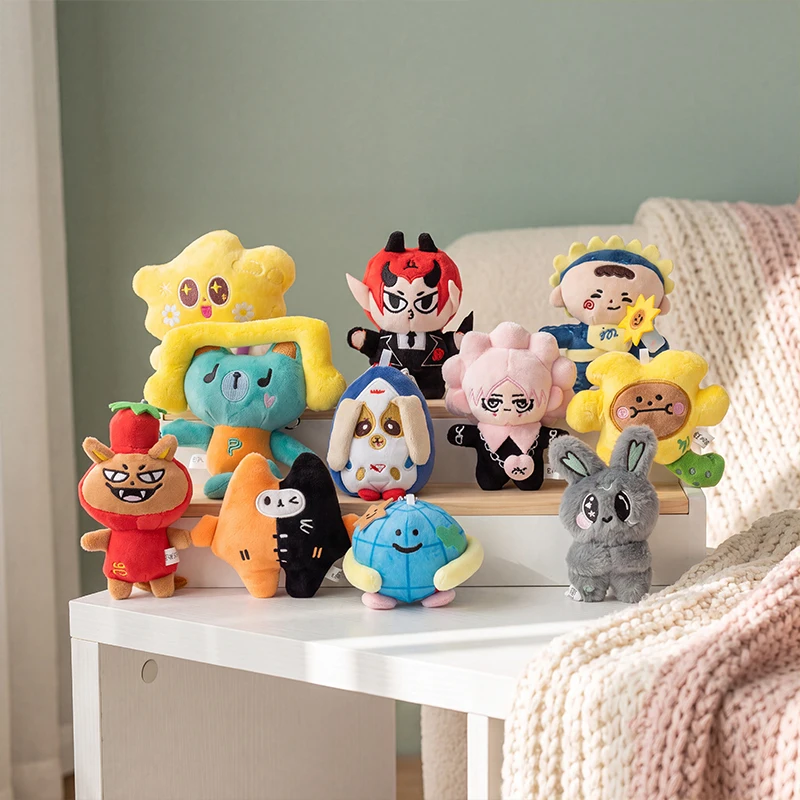11 Pack 10cm Cartoon Plush Mini Stuffed Doll Set Multi Styles Hanging Pendants Fluffy Collectible Gifts for Bag Decoration