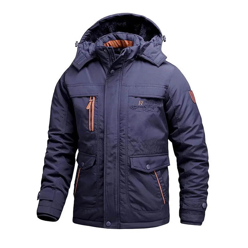Men's Fashionable European-Style Military-Enthusiast Workwear Cotton-Padded Jacket Winter Fleece Thickened Tactical Coat