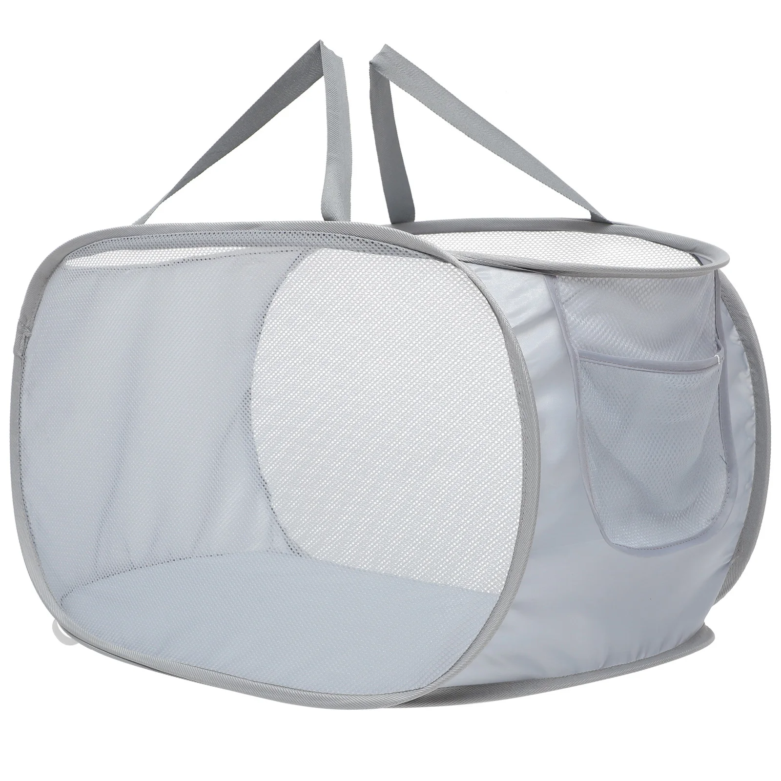 سلة غسيل شبكية قابلة للطي وقابلة للحمل بسعة كبيرة لتخزين الملابس مع مقابض قوية لتوفير المساحة للمنزل #5