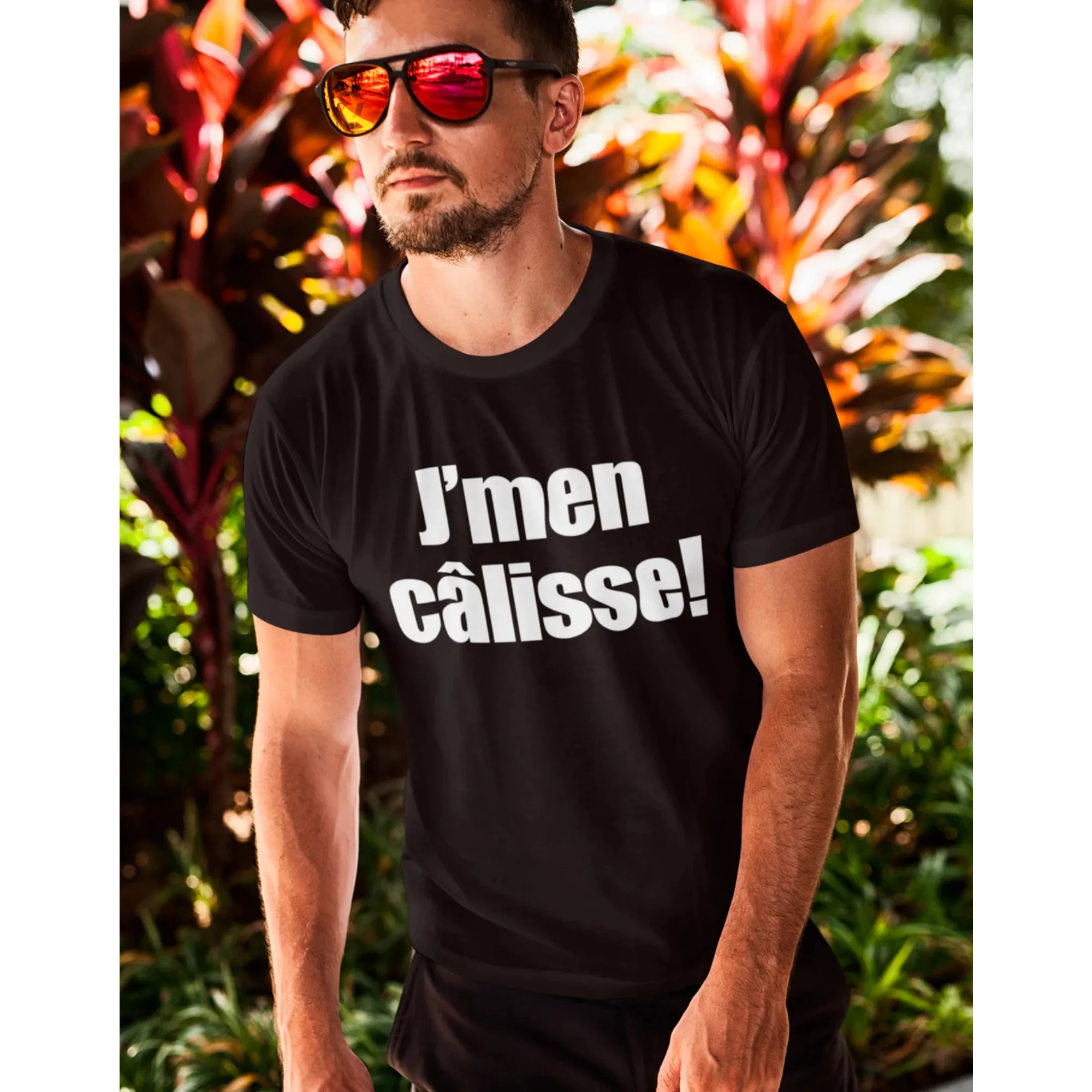 Camiseta divertida con cita francesa de Quebec, camiseta gráfica de Jmen Calisse para hombre, pantalón corto informal de manga, parte de arriba ropa informal con frase de Humor
