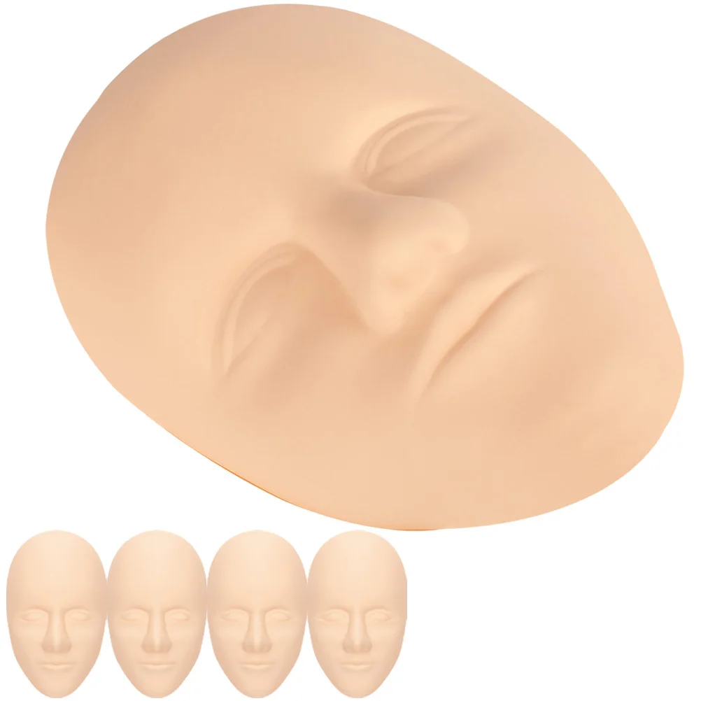 

5Pcs Face Practice Skin Silicone Artificial Training Skin for Tattoo Makeup Eyebrow Embroidery Rotary Coil Machine Use